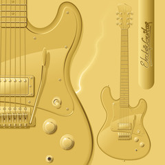 gold electric guitar