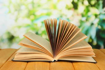 Opened book on bright background