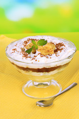 Delicious dessert with banana and caramel