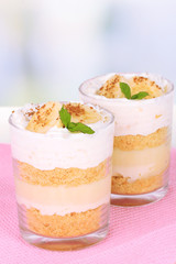 Delicious dessert with banana and caramel