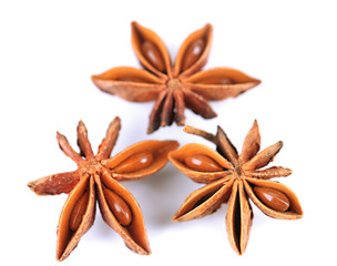 Star anise, isolated on white