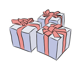 Gift box with red ribbon