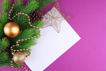 Christmas card on purple background