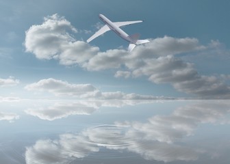 Fototapeta na wymiar Composite image of peaceful water and sky