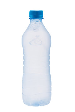 Plastic bottle with frozen water bubbles
