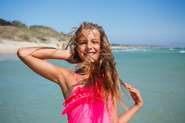 Naklejka premium Young beach girl
