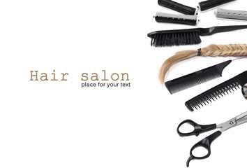 Professional hairdresser tools isolated on white