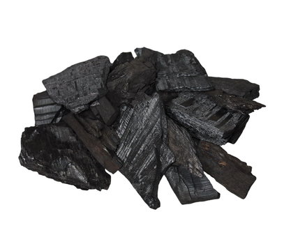 pile charcoal isolated on white background