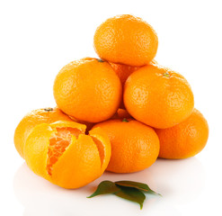 Ripe tangerines isolated on white