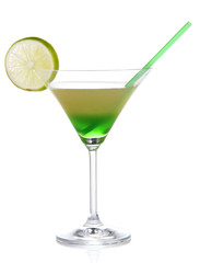 Fototapeta na wymiar Glass of tasty cocktail isolated on white
