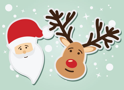 Santa Claus and reindeer, New Year and Christmas, vector