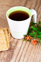 cup of tea and crackers for breakfast