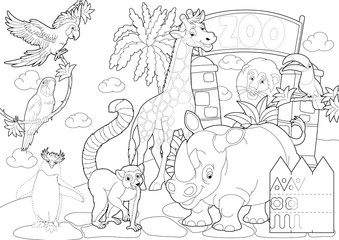 Coloring page - the zoo - illustration for the children