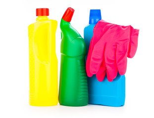 cleaning equipment isolated on white