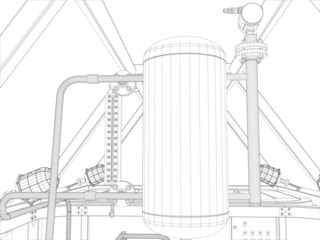 Industrial equipment. Wire-frame. Vector format