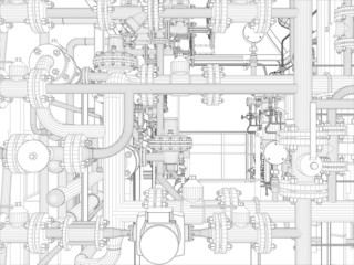 Industrial equipment. Wire-frame. Vector format