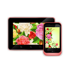 Modern digital tablet PC with mobile smart phone