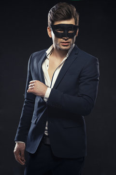 Handsome man in mask