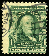Vintage US Postage Stamp of Benjamin Franklin (1902)