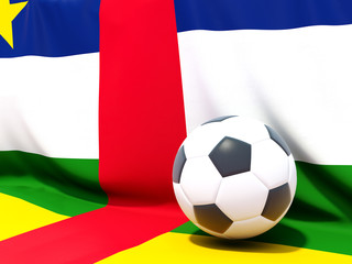 Flag of central african republic with football in front of it