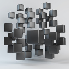 Abstract black geometric shapes from cubes