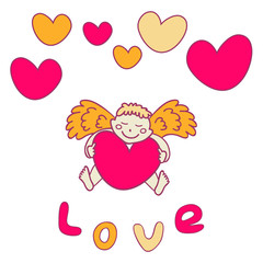 Cupid for Valentine's Day with a heart