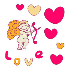 Cupid with a bow for Valentine's Day