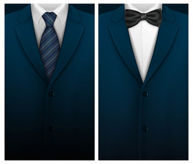 Tuxedo with bow and tie, vector background