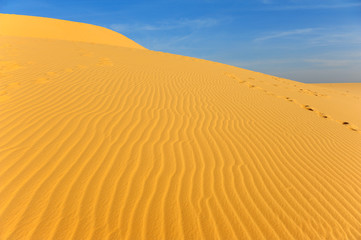 Fototapeta na wymiar Piasek wzorzec teksturę na piaszczystych wydmach