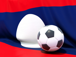 Flag of laos with football in front of it