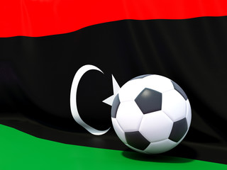 Fototapeta premium Flag of libya with football in front of it