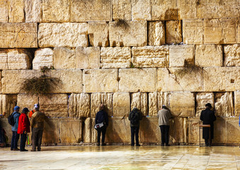Fototapeta premium Ściana Płaczu w Jerozolimie, Izrael w nocy