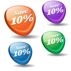 Save 10 Percent Colorful Modern Vector Icon