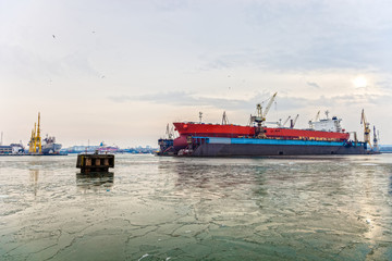 Fototapeta premium Ship to dock at the shipyard in Gdansk, Poland.