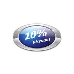 Shiny Glossy 10 Percent discount Blue Icon Button
