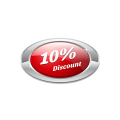 Shiny Glossy 10 Percent discount Red Icon Button