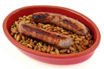 Plat de flageolets aux saucisses
