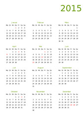 Kalender 2015 grün
