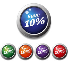 Save 10 Percent Blue Vector Icon