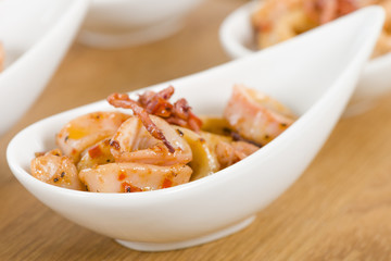 Fried Squid Rings - Pan fried squid rings with red pepper.