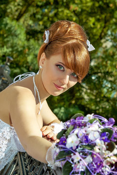 Portrait  redhead charming Bride