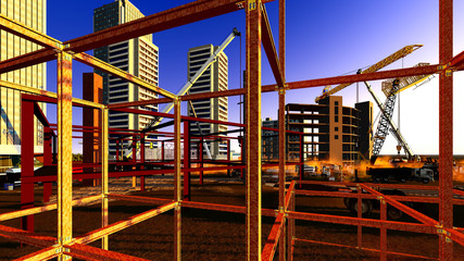 Construction site - abstract colorful illustration