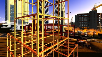 Construction site - abstract colorful illustration