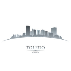 Naklejka premium Toledo Ohio city silhouette white background