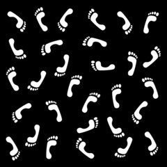 Foots on black background