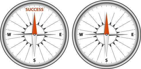 direction to success - concept with compass