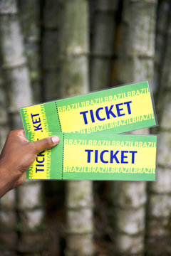 Brazilian Hand Holding Brazil Tickets Bamboo Jungle Rio