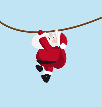 Santa hanging on the rope