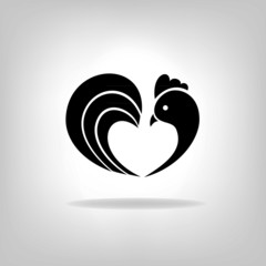 The black stylized cocks on a white background