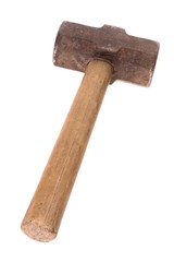 Old sledge hammer isolated on white